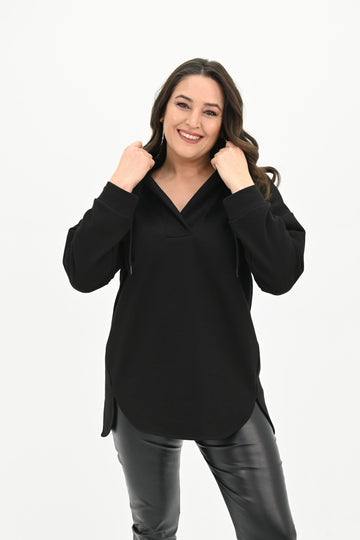 Kadın Büyük Beden Kapüşonlu Oversize Sweatshirt 1895-25